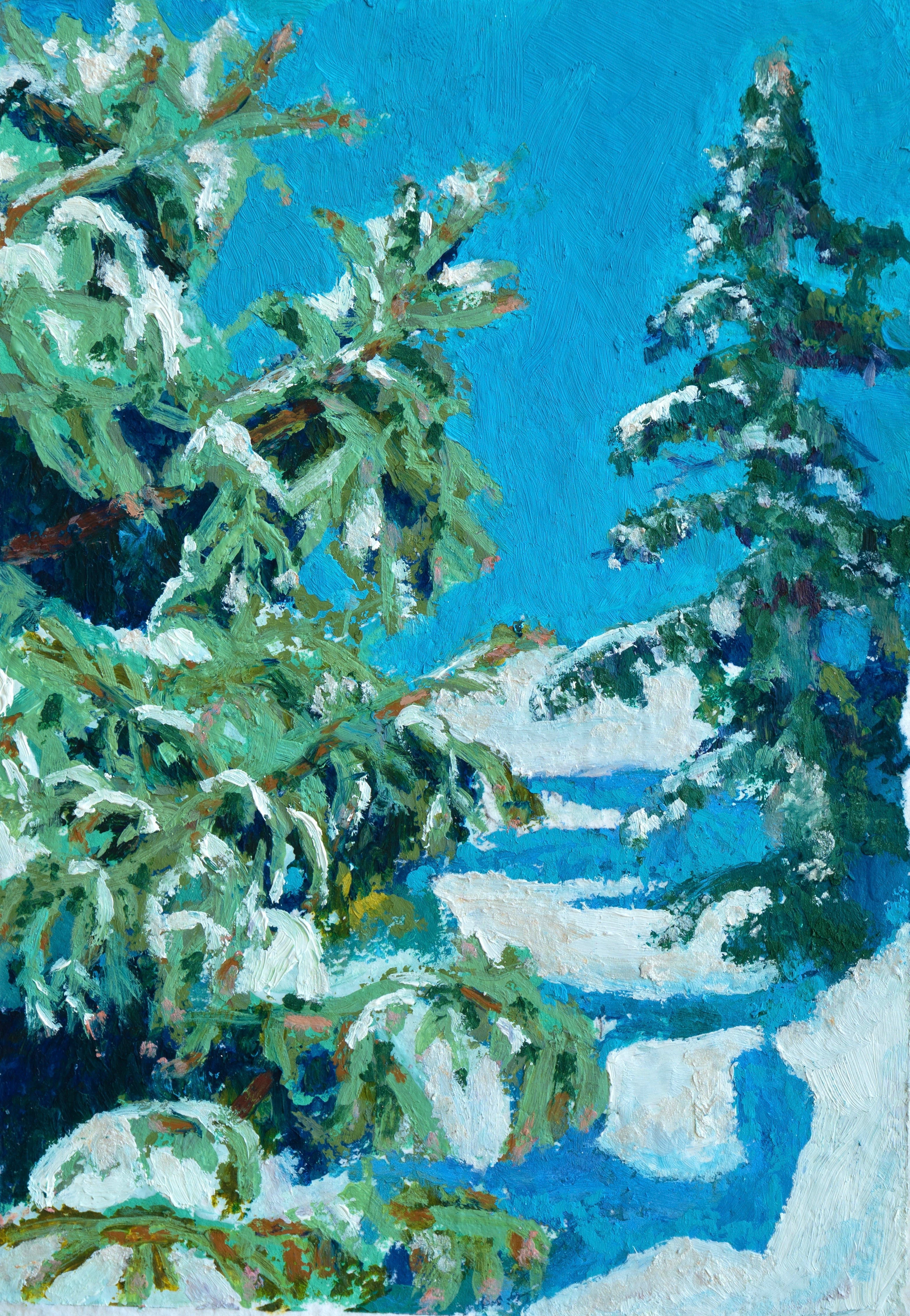 Sun and Snow, 4.5x6.5 Inch Original