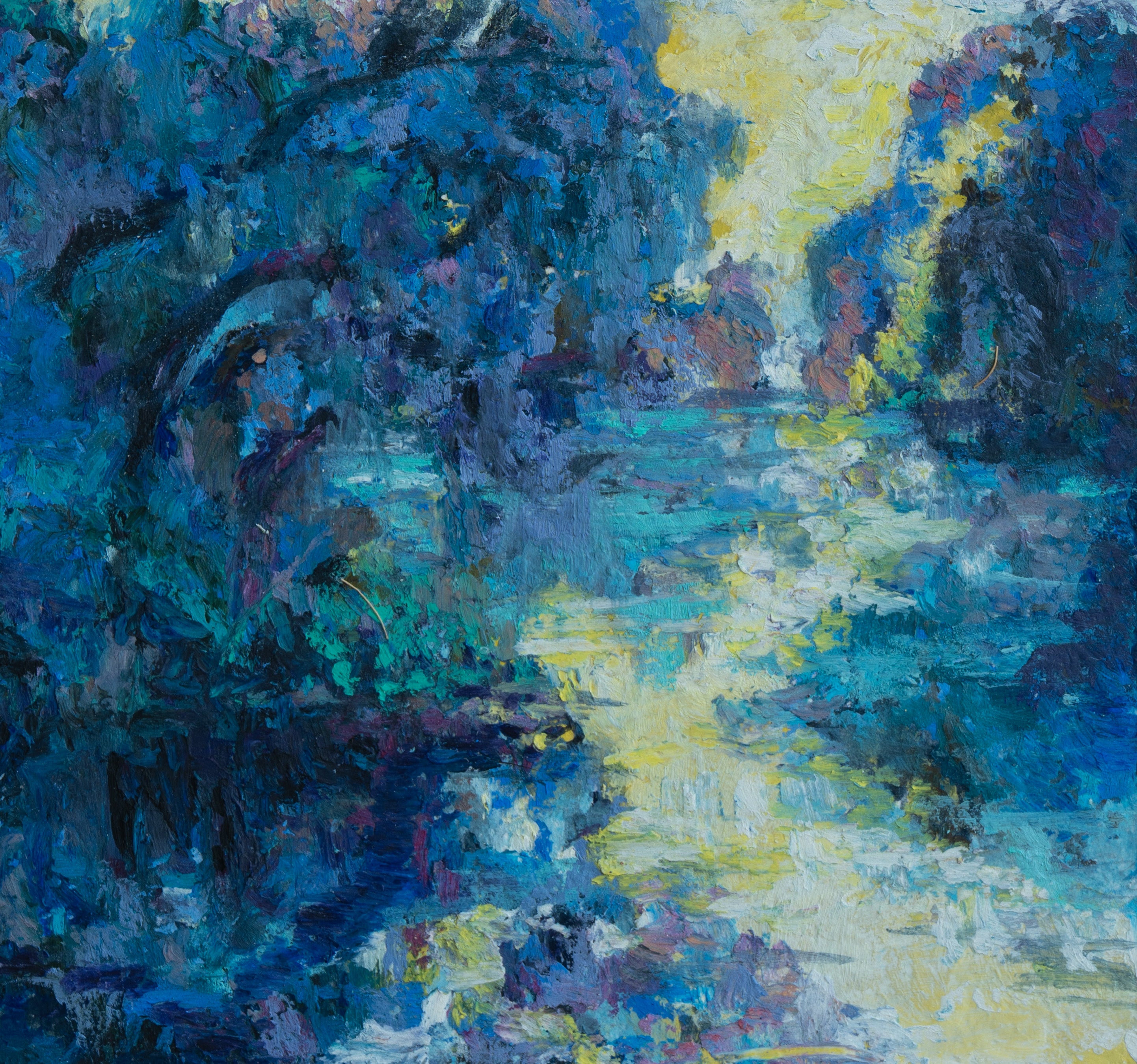 Blue Marsh Sunrise, 4x4 Inch Original