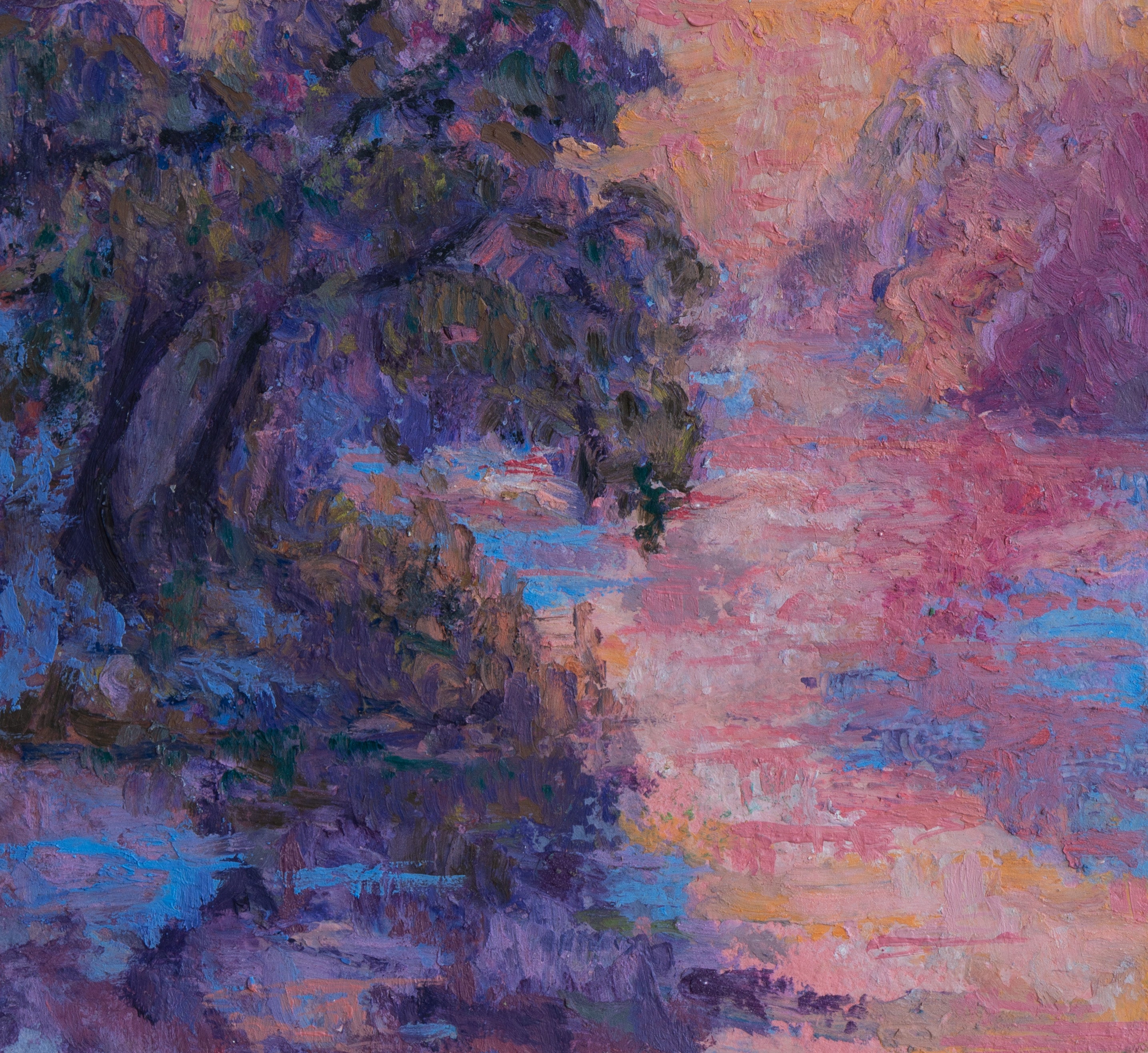Pink Marsh Sunrise, 4x4 Inch Original